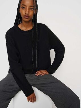 Reformation Black Cashmere Boyfriend Sweater